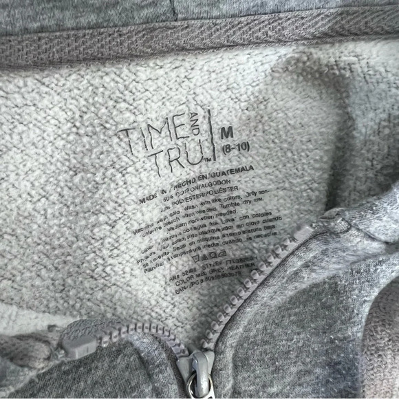 Time and Tru Gray Fleece Lined Zip Up Hoodie Womens Medium Long Sleeve Pockets - Picture 6 of 6